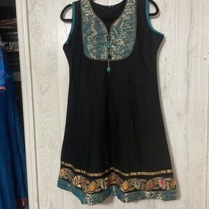 Green-Teal, Black & White Indian Salwar Kameez‎ Dress
